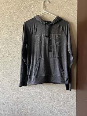 Pink Active by Victoria's Secret Gray Pullover Hoodie with Thumbholes